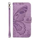 For OPPO Reno12 5G Global Swallowtail Butterfly Embossed Leather Phone Case(Purple) - 2