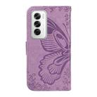 For OPPO Reno12 5G Global Swallowtail Butterfly Embossed Leather Phone Case(Purple) - 3