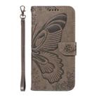 For OPPO Reno12 5G Global Swallowtail Butterfly Embossed Leather Phone Case(Grey) - 2