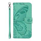 For OPPO Reno12 5G Global Swallowtail Butterfly Embossed Leather Phone Case(Green) - 2