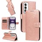 For OPPO Reno12 5G Global Swallowtail Butterfly Embossed Leather Phone Case(Rose Gold) - 1