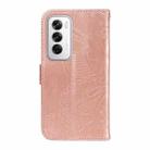 For OPPO Reno12 5G Global Swallowtail Butterfly Embossed Leather Phone Case(Rose Gold) - 3