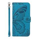 For OPPO Reno12 Pro 5G Global Swallowtail Butterfly Embossed Leather Phone Case(Blue) - 2