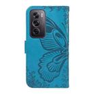 For OPPO Reno12 Pro 5G Global Swallowtail Butterfly Embossed Leather Phone Case(Blue) - 3