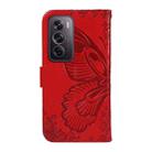 For OPPO Reno12 Pro 5G Global Swallowtail Butterfly Embossed Leather Phone Case(Red) - 3