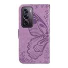 For OPPO Reno12 Pro 5G Global Swallowtail Butterfly Embossed Leather Phone Case(Purple) - 3