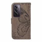 For OPPO Reno12 Pro 5G Global Swallowtail Butterfly Embossed Leather Phone Case(Grey) - 3