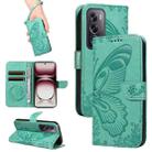 For OPPO Reno12 Pro 5G Global Swallowtail Butterfly Embossed Leather Phone Case(Green) - 1