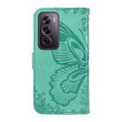For OPPO Reno12 Pro 5G Global Swallowtail Butterfly Embossed Leather Phone Case(Green) - 3