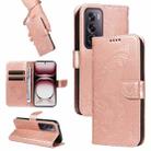 For OPPO Reno12 Pro 5G Global Swallowtail Butterfly Embossed Leather Phone Case(Rose Gold) - 1