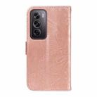 For OPPO Reno12 Pro 5G Global Swallowtail Butterfly Embossed Leather Phone Case(Rose Gold) - 3