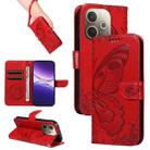 For OPPO A5 Pro 5G Global Swallowtail Butterfly Embossed Leather Phone Case(Red) - 1