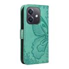 For OPPO A3 5G Global / A60 5G Swallowtail Butterfly Embossed Leather Phone Case(Green) - 3