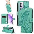 For OPPO K12X 5G Global Swallowtail Butterfly Embossed Leather Phone Case(Green) - 1