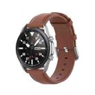 For Galaxy Watch 3 45mm Round Tail Leather Watch Band, Size: Free Size 22mm(Brown) - 1