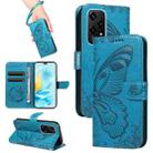 For Honor 200 Lite Global Swallowtail Butterfly Embossed Leather Phone Case(Blue) - 1