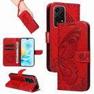 For Honor 200 Lite Global Swallowtail Butterfly Embossed Leather Phone Case(Red) - 1