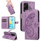 For Honor 200 Lite Global Swallowtail Butterfly Embossed Leather Phone Case(Purple) - 1