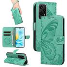 For Honor 200 Lite Global Swallowtail Butterfly Embossed Leather Phone Case(Green) - 1