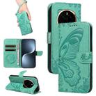 For Honor Magic7 Swallowtail Butterfly Embossed Leather Phone Case(Green) - 1