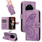 For Honor Magic7 Pro Swallowtail Butterfly Embossed Leather Phone Case(Purple) - 1