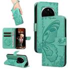 For Honor Magic7 Pro Swallowtail Butterfly Embossed Leather Phone Case(Green) - 1
