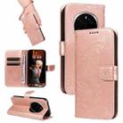 For Honor Magic7 Pro Swallowtail Butterfly Embossed Leather Phone Case(Rose Gold) - 1