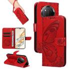For Honor X9C 5G Global Swallowtail Butterfly Embossed Leather Phone Case(Red) - 1