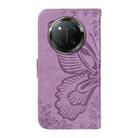 For Honor X9C 5G Global Swallowtail Butterfly Embossed Leather Phone Case(Purple) - 3