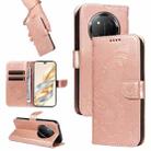 For Honor X9C 5G Global Swallowtail Butterfly Embossed Leather Phone Case(Rose Gold) - 1