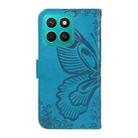 For Honor X8C 4G Global Swallowtail Butterfly Embossed Leather Phone Case(Blue) - 3