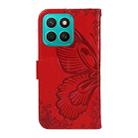 For Honor X8C 4G Global Swallowtail Butterfly Embossed Leather Phone Case(Red) - 3