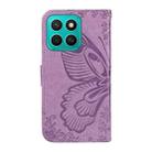For Honor X8C 4G Global Swallowtail Butterfly Embossed Leather Phone Case(Purple) - 3