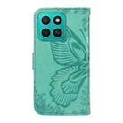 For Honor X8C 4G Global Swallowtail Butterfly Embossed Leather Phone Case(Green) - 3