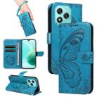 For Honor 400 Lite Swallowtail Butterfly Embossed Leather Phone Case(Blue) - 1
