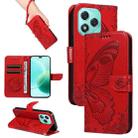 For Honor 400 Lite Swallowtail Butterfly Embossed Leather Phone Case(Red) - 1