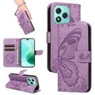 For Honor 400 Lite Swallowtail Butterfly Embossed Leather Phone Case(Purple) - 1
