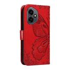 For Honor 400 Global 156.5mm Swallowtail Butterfly Embossed Leather Phone Case(Red) - 3
