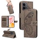For Honor 400 Global 156.5mm Swallowtail Butterfly Embossed Leather Phone Case(Grey) - 1