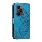 For Honor 400 Pro Global 160.8mm Swallowtail Butterfly Embossed Leather Phone Case(Blue) - 3
