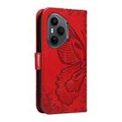 For Honor 400 Pro Global 160.8mm Swallowtail Butterfly Embossed Leather Phone Case(Red) - 3