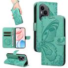 For Honor 400 Pro Global 160.8mm Swallowtail Butterfly Embossed Leather Phone Case(Green) - 1