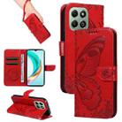 For Honor X6c / X6b / X6a / X5b Swallowtail Butterfly Embossed Leather Phone Case(Red) - 1