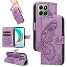 For Honor X6c / X6b / X6a / X5b Swallowtail Butterfly Embossed Leather Phone Case(Purple) - 1
