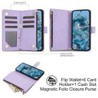 For Google Pixel 8 Pro YM016 Rhombic Zipper Card Wallet Leather Phone Case with Lanyard(Light Purple) - 2