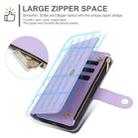 For Google Pixel 8 Pro YM016 Rhombic Zipper Card Wallet Leather Phone Case with Lanyard(Light Purple) - 3