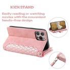 For Xiaomi Redmi 13 4G Grid Texture Zipper Leather Phone Case with Lanyard(Rose Gold) - 3