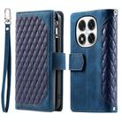 For Redmi Note 14 Pro 4G Grid Texture Zipper Leather Phone Case with Lanyard(Blue) - 1