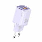 USAMS CC254 30W USB+USB-C / Type-C Dual Port GaN Fast Charger, EU Plug(Purple) - 1