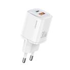 USAMS CC254 30W USB+USB-C / Type-C Dual Port GaN Fast Charger, EU Plug(White) - 1